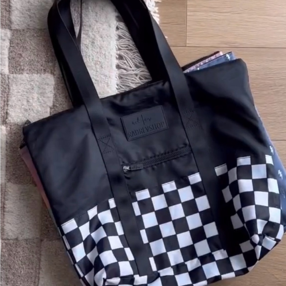 Brand New Rad Revolution / Rad Rev Shop Black White Checkered Packable Tote